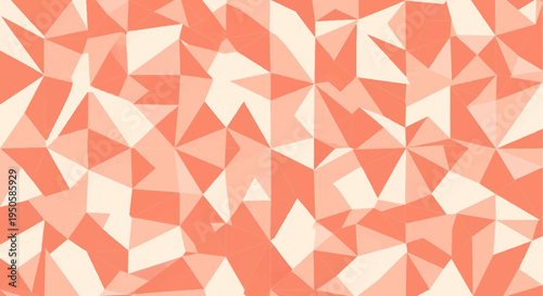 Geometric Coral and Cream Abstract Background with Polygonal Shapes and Facets