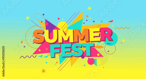 Summer Fest Colorful Abstract Geometric Shapes Explosion Background