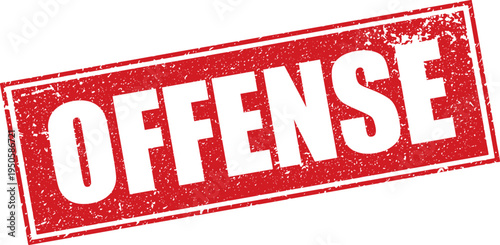 Red Offense Rubber Stamp Word Text Written in Reverse Grunge Vector in Grunge Border, Vintage, Transparent Background, Svg, Png