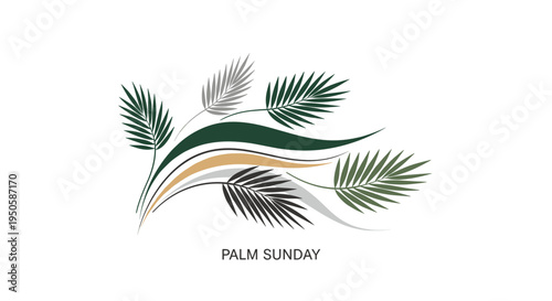Palm Sunday decorative leaves design with text
