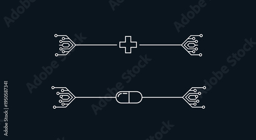 Decorative dividers with medical symbols, modern design, minimalistic style, neutral colors