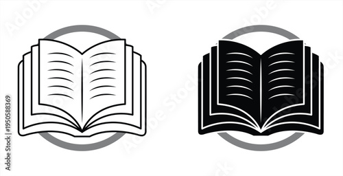 Open Book icon set on White Background, vector illustration