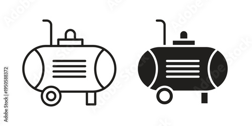 Compressor icon concept. Glyph and line vector illustrations on white background