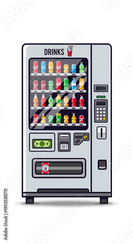 Pixel Art Vending Machine Full of Drinks, Retro Style