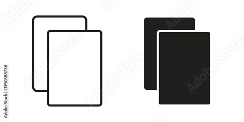 Copy icon concept. Glyph and line vector illustrations on white background