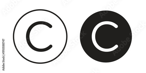Copyright icon concept. Glyph and line vector illustrations on white background
