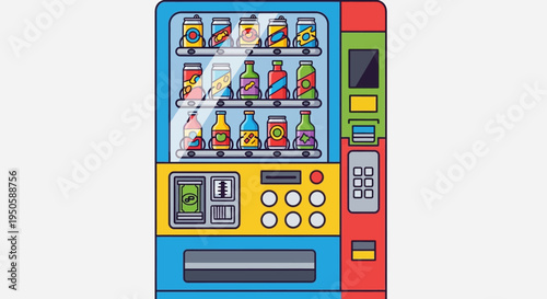 Retro Vending Machine Dispensing Refreshing Drinks and Snacks