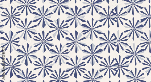 Seamless Blue and White Geometric Starburst Pattern