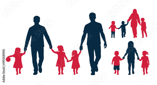 Family silhouettes vector, people icons, family icons