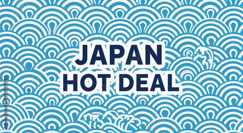 Japan Hot Deal: Traditional Wave Pattern Background with Japanese Text