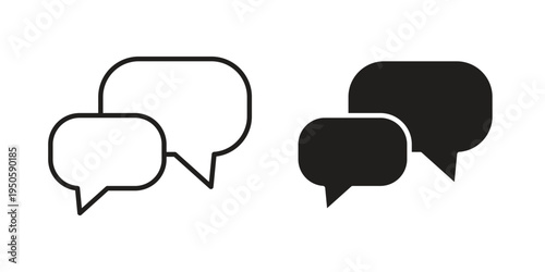 Discussion chat icon concept. Glyph and line vector illustrations on white background
