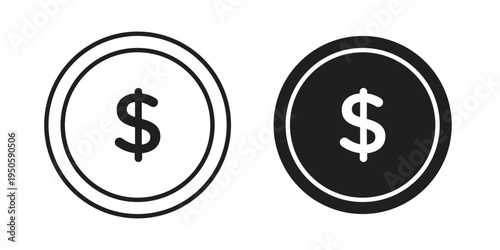 Dollar icon concept. Glyph and line vector illustrations on white background