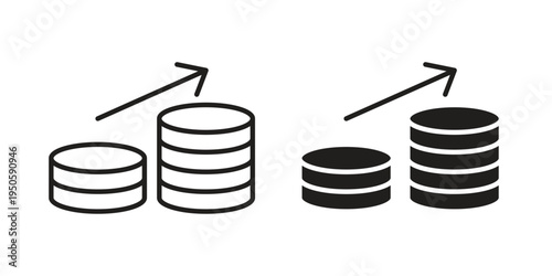 Earning icon concept. Glyph and line vector illustrations on white background