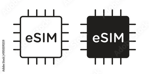 ESIM icon concept. Glyph and line vector illustrations on white background