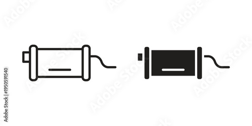 Exhaust pipe icon concept. Glyph and line vector illustrations on white background
