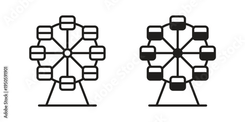 Ferris wheel icon concept. Glyph and line vector illustrations on white background