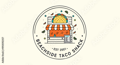Vector illustration of beachside taco shack logo