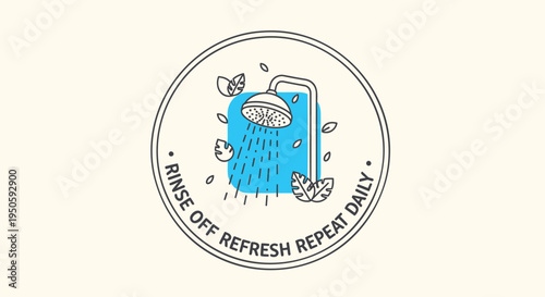 Vector shower icon with refresh text