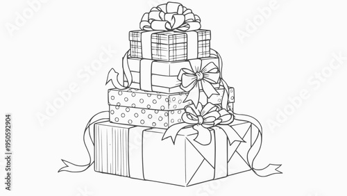 Stacked gift boxes feature large decorative.