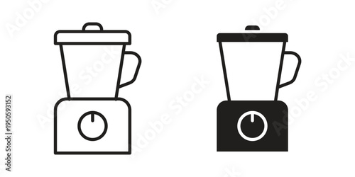 Food processor icon concept. Glyph and line vector illustrations on white background