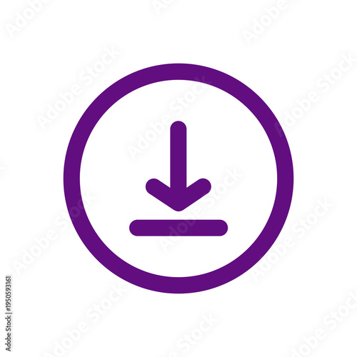 Purple Download Button Icon isolated on transparent background