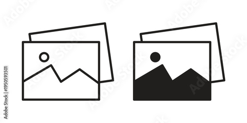 Gallery icon concept. Glyph and line vector illustrations on white background