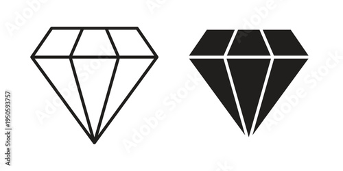 Gem icon concept. Glyph and line vector illustrations on white background