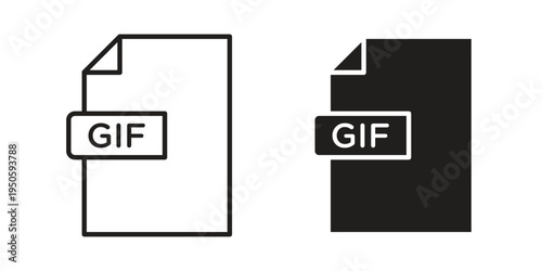 Gif icon concept. Glyph and line vector illustrations on white background