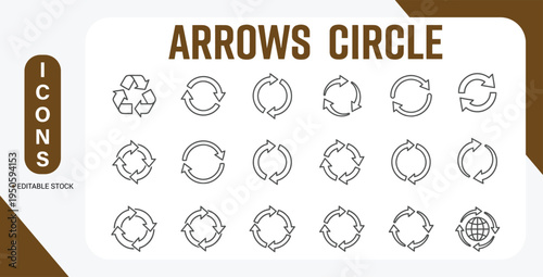 Circular Four Arrows Icon. Loop Direction Arrow Symbol Vector Illustration.