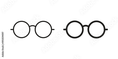 Glasses icon concept. Glyph and line vector illustrations on white background