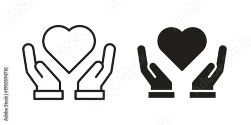 Heart Health icon concept. Glyph and line vector illustrations on white background