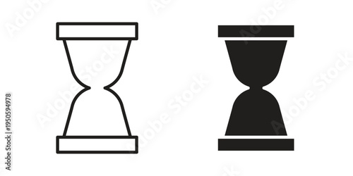 Hourglass end icon concept. Glyph and line vector illustrations on white background