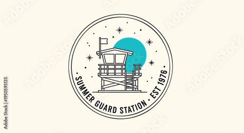 Vector illustration of lifeguard station logo