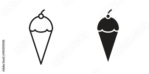 Ice cream icon concept. Glyph and line vector illustrations on white background