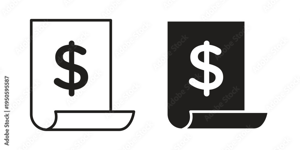Obraz premium Invoice icon concept. Glyph and line vector illustrations on white background