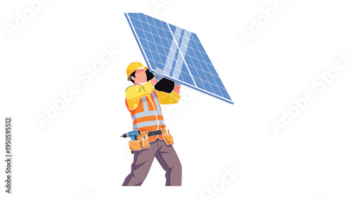 Solar Panel Installation: A dedicated technician diligently installs a solar panel, showcasing the commitment to renewable energy and a sustainable future.