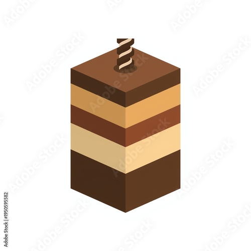 Layered Chocolate Cake Slice with Wafer