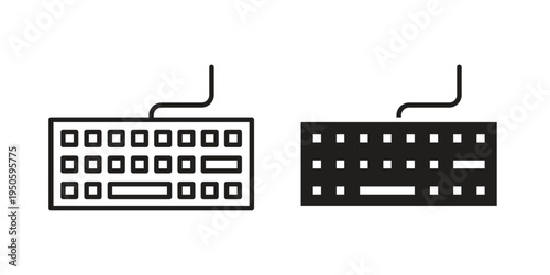 Keyboard icon concept. Glyph and line vector illustrations on white background