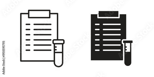 Lab report icon concept. Glyph and line vector illustrations on white background