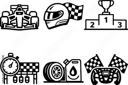 Racing motorsport competition speed line icons