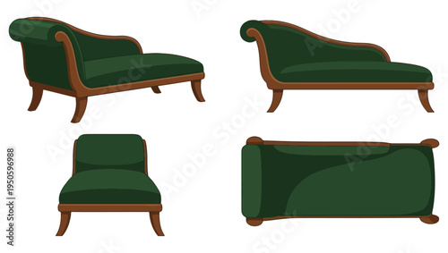 Cherry Vector Icon Set Red Fruit Illustration Isolated on PNG Background, chaise lounge, chaise vector, classic chaise, dark green chaise, upholstered furniture, furniture vector, luxury furniture, 