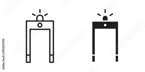 Metal detector icon concept. Glyph and line vector illustrations on white background