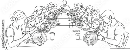 last supper, illustration, line art