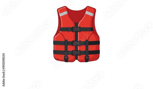 Kids Red Life Jacket Safety Vest Flat Vector Illustration