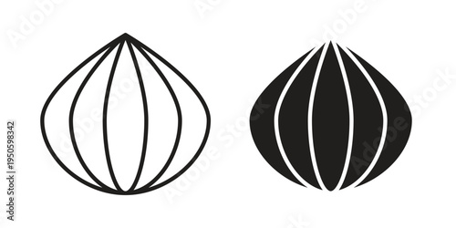 Onion icon concept. Glyph and line vector illustrations on white background