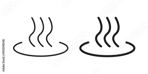 Onsen icon concept. Glyph and line vector illustrations on white background