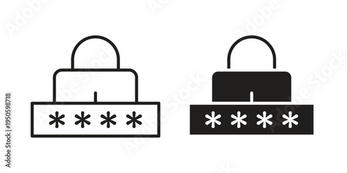Password icon concept. Glyph and line vector illustrations on white background