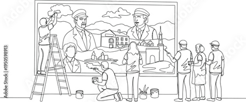 village scene sketch, simple line drawing