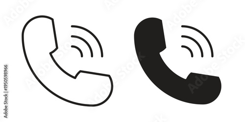 Phone call icon concept. Glyph and line vector illustrations on white background