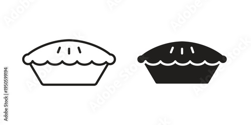 Pie icon concept. Glyph and line vector illustrations on white background